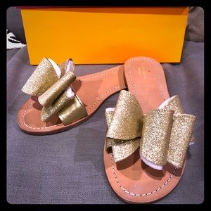 Kate Spade Cicely Gold Glitter Bow Sandals